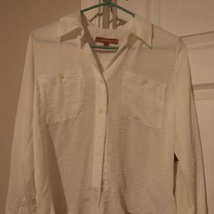 Ellen Tracey Sheer White Blouse